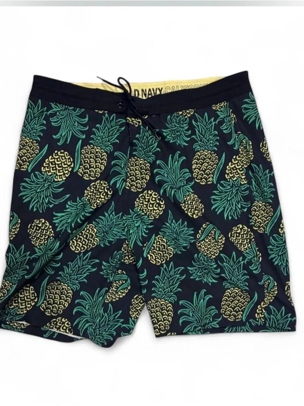 Old Navy Men’s Black Pineapple Print Swim Trunks Size XL
